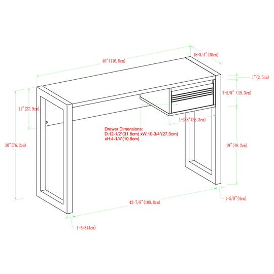 Walker Edison 46" English Oak/Solid White Fluted Drawer Writing Desk